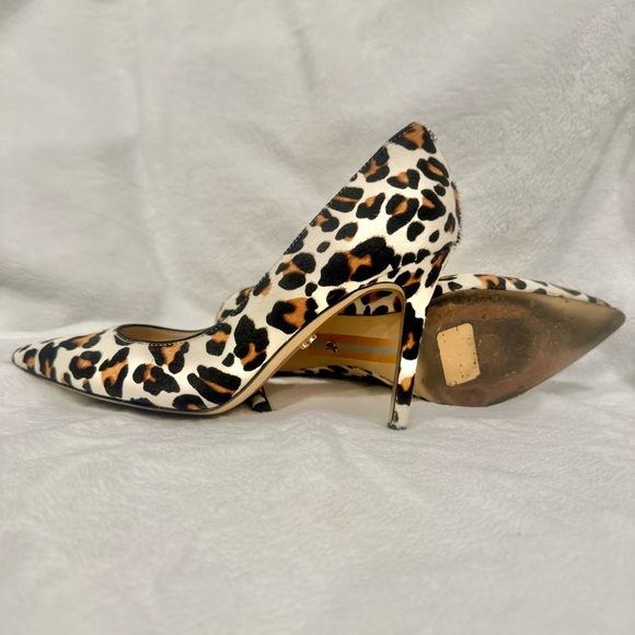 Sam Edelman Hazel Pointed Toe Calf Hair Leopard Print Pumps - Picture 7 of 15
